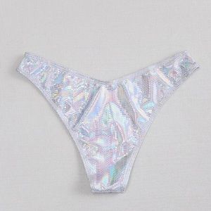 Shein Silver Snakeskin Metallic Bikini Bottom